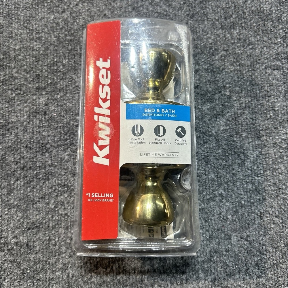 Kwikset Polished Brass Bed & Bath Privacy Door Knob 300P CP V1 / 93001-873